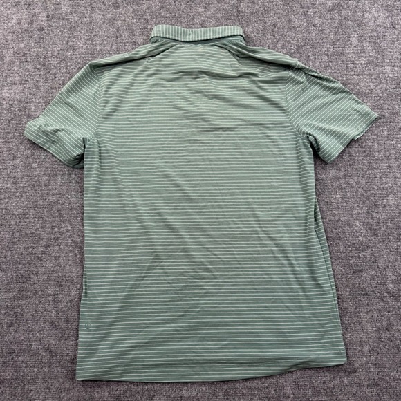 Lululemon ABC Golf Polo Shirt Green White Stripe S/S Lululemon Logo Men's - Picture 3 of 7